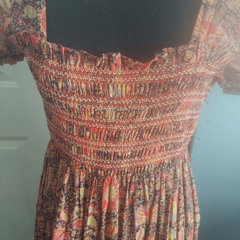 Free People Getaway Maxi Dress Size S Red/Orange